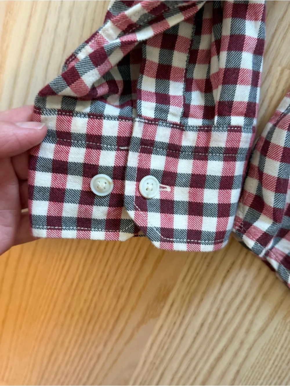 Banana Republic Men's Burgundy & White Gingham Button-Down Shirt